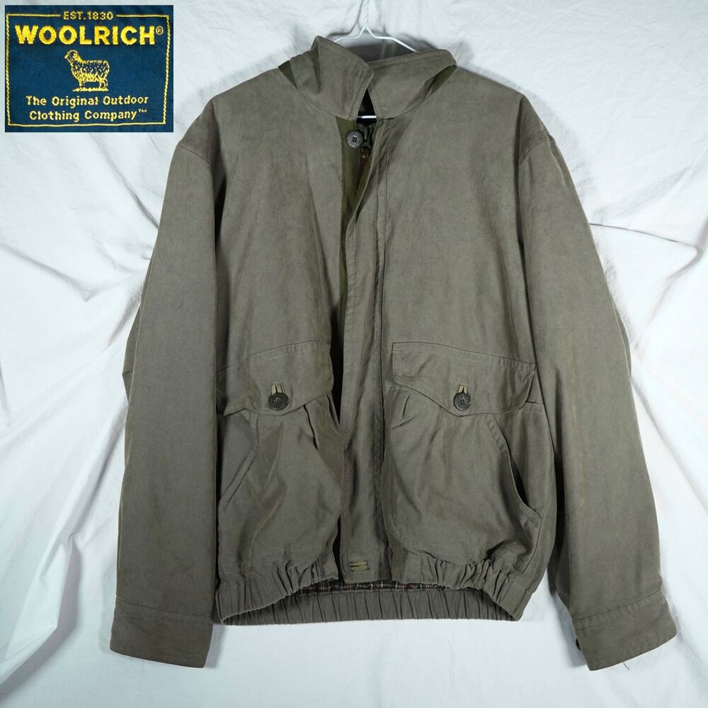 Woolrich Vintage Full Zip Jacket Brown Green Lined Medium